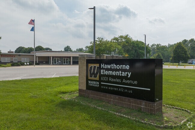 The main entrance sign to Hawthorne Elementary on Rawles Ave.