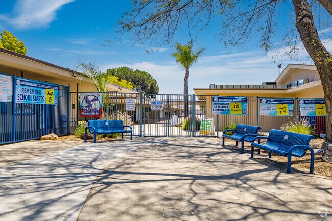 A view of the main gates at Madison Avenue Elementary in Granite Hills.