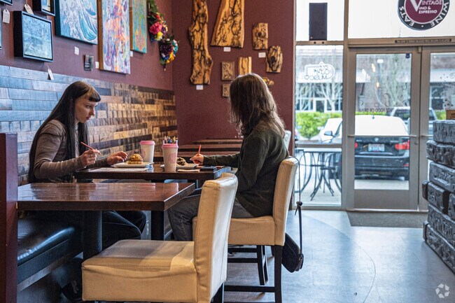 Coffee, wine and fun is part of the Vintage Vino & Espresso experience near Landsburg.