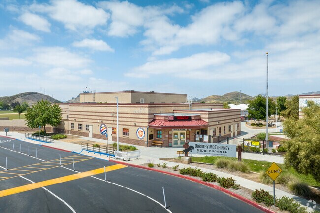 Drop off zone for students located in the front of Dorothy McElhinney Middle School in Murrieta.