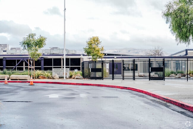 The main entrance of Anthony Spangler Elementary School in Milpitas, California.