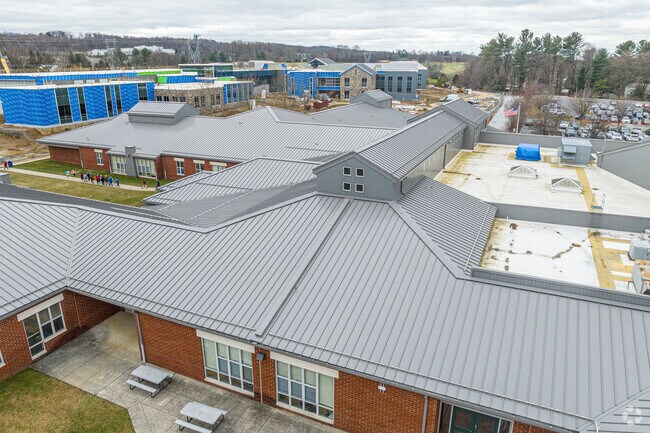 The architectural roof detail is a remarkable feature of Kathryn D. Markley School.