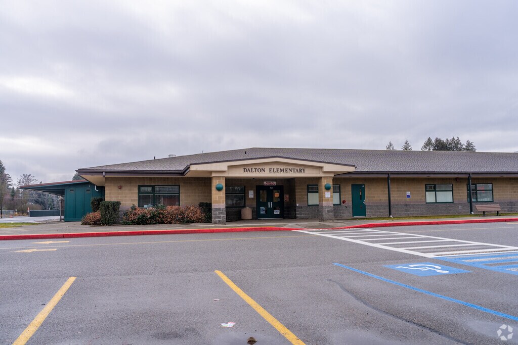 Dalton Elementary features a wide single story building.