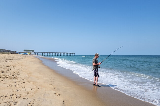 Fishing is a popular activity along Kitty Hawk Beach.
