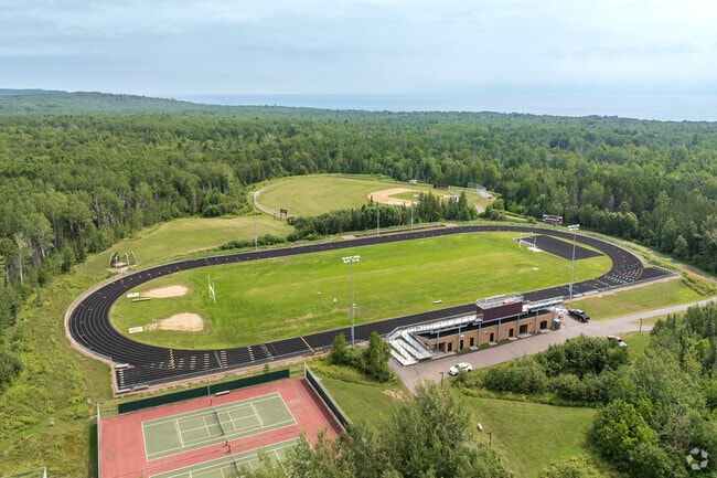 Two Harbors Secondary has a stadium with a track and football field.