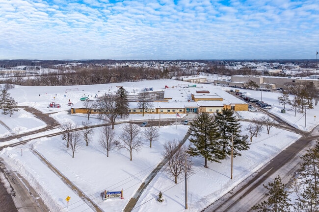 An aerial of Fair Park Elementary School in West Bend.