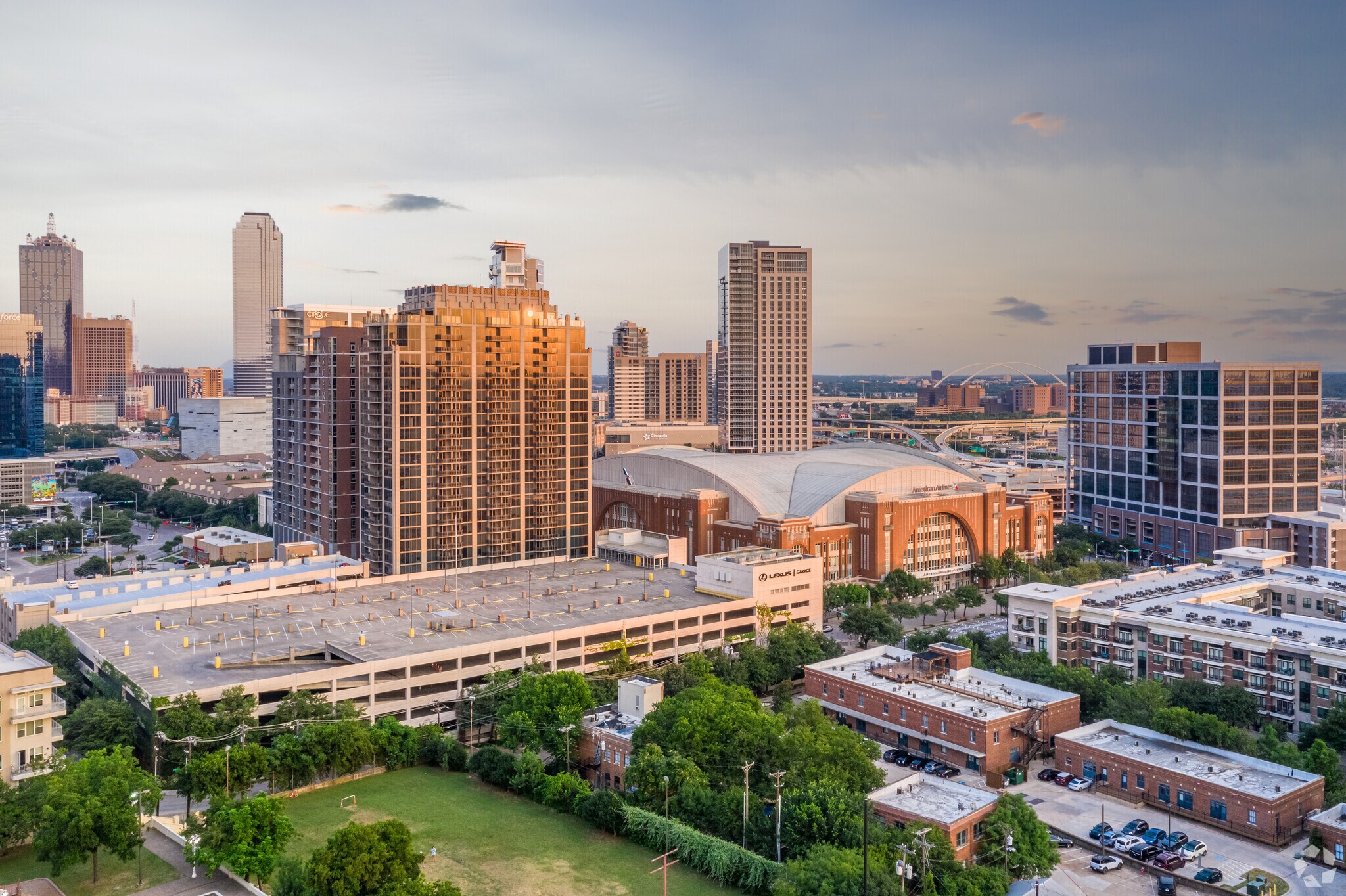 The American Airlines Center is the centerpiece of the Victory Park neighborhood.