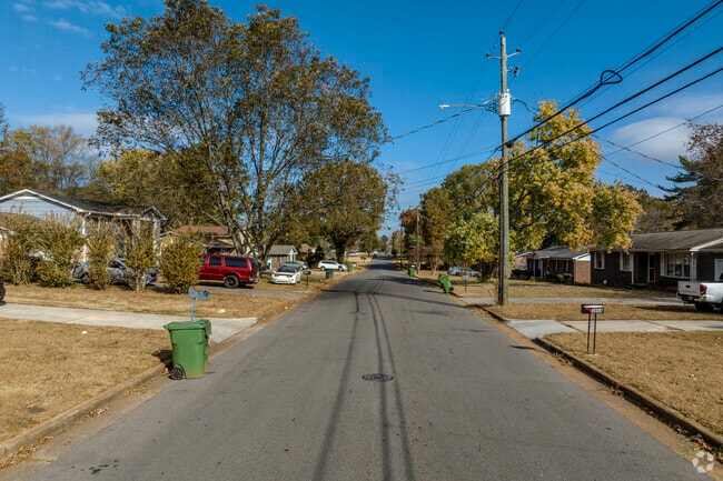 Wide neighborhood streets are common in the Lakewood Neighborhood in Huntsville.