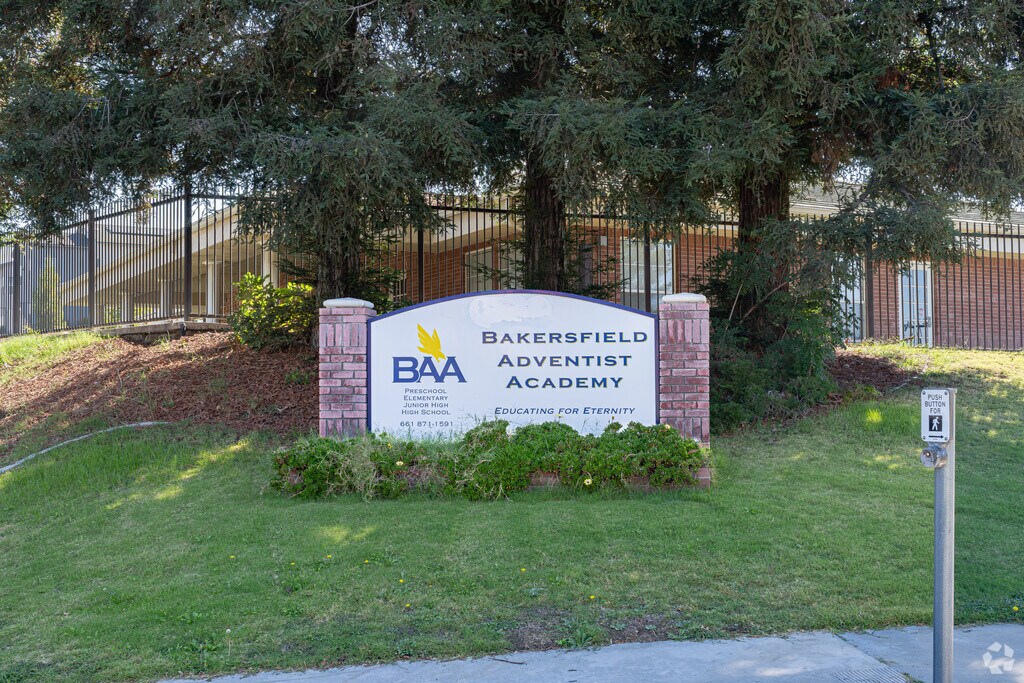 Students are greeted by the sign at the entrance to Bakersfield Adventist Academy.