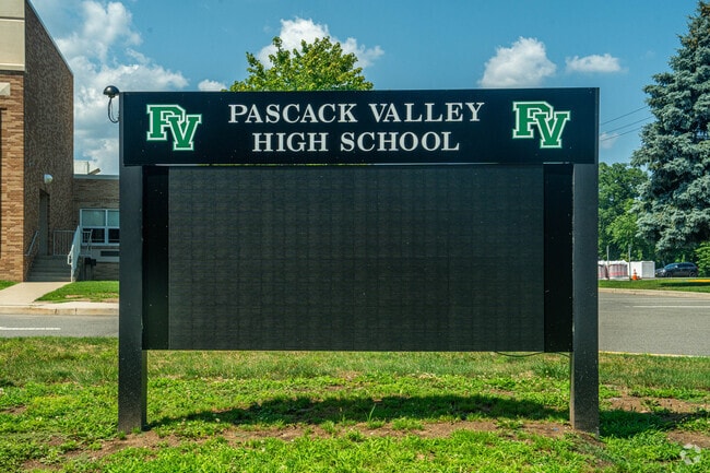 Front sign of Pascack Valley High School in the Hillsdale/Pascack Valley neighborhood.