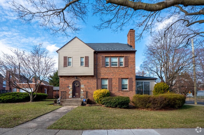 Stately colonials are common in the Brightwood neighborhood.
