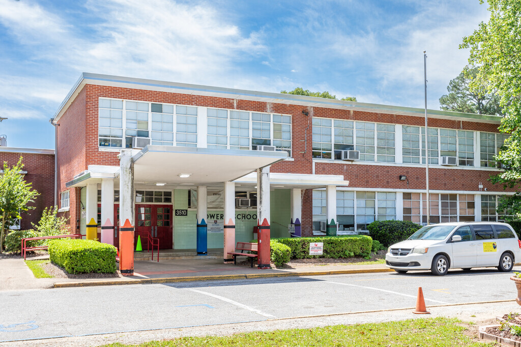 The Front Entrance of Flowers Elementary School.