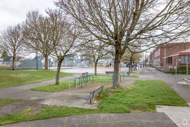 Shaded Benches by the Play Ground Elementary School in the King Neighborhood