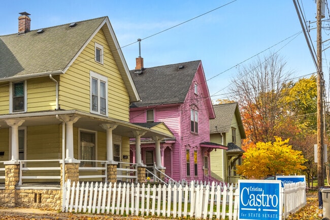Vibrant homes line the streets of Downtown Elgin.