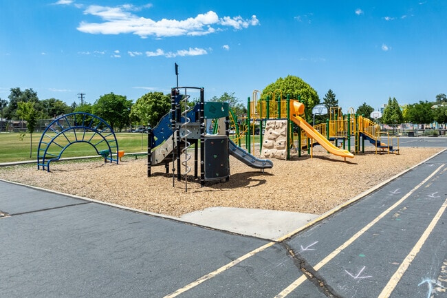 Riley Elementary School’s playground for older students has a variety of equipment.