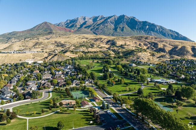 Aerial view of the Old Orchard neighborhood looking toward Mount Timpanogos.