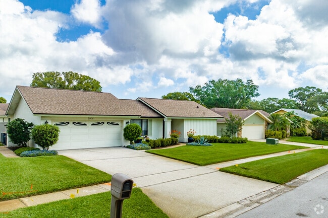 Charming ranch style homes can be found on quiet street in Woodgate neighborhood.