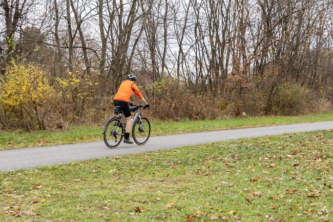 Bikers pass through Smith Township on the Panhandle Trail.