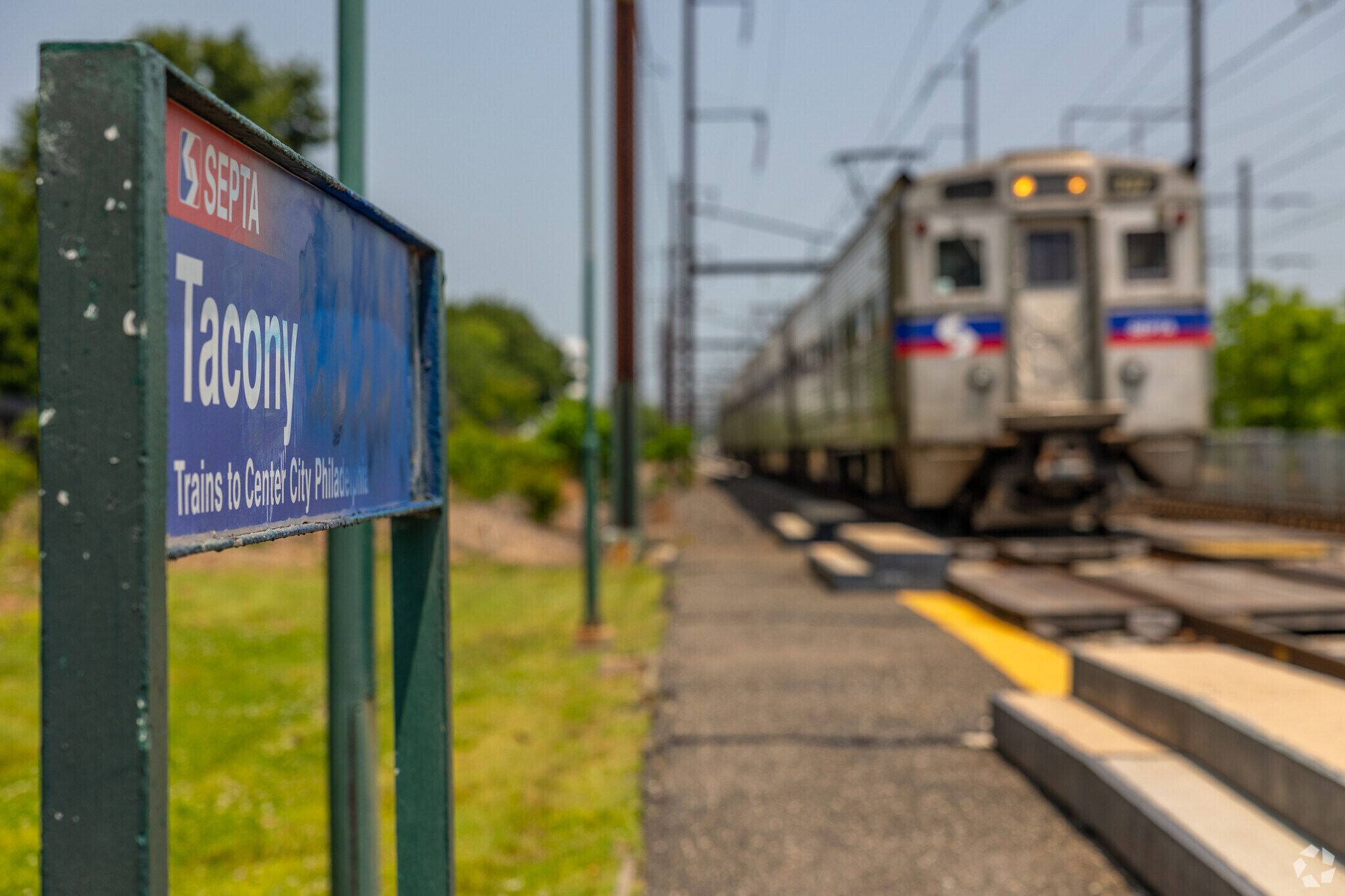 Hop aboard the Septa Regional Rail at Tacony station to get to Center City Philadelphia.