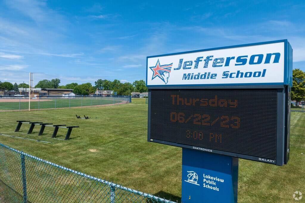 Jefferson Middle School practice fields in Saint Clair Shores.