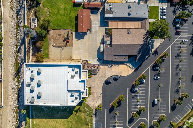 Lighthouse Christian Academy offers a sprawling campus when viewed from above.