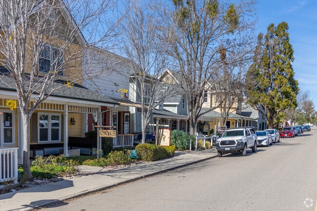 Grand Ave in Los Olivos is lined with many restaurants and retail shops.