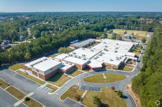 Aerial view of the entire school building