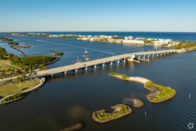 The picturesque bridge over the Intracoastal waters connects Bryant Park to Lake Worth Beach.