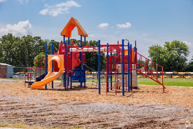 Playground equipment at South Elementary School awaits students at recess.
