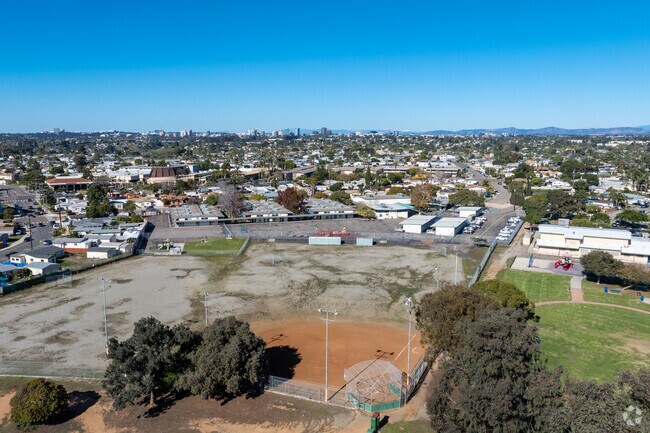 A view of the playing fields at Eugene Field Elementary School.