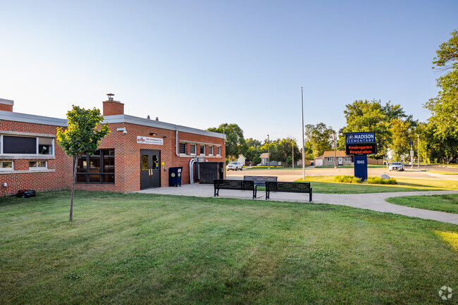 A welcoming entrance is seen at Madison Elementary School in Fargo.