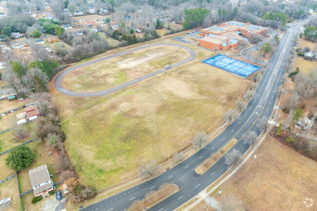 An aerial view of Thomas C. Boushall Middle School.