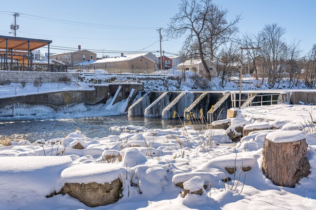 The dam at Bellville Community Park offers scenic views all year round.