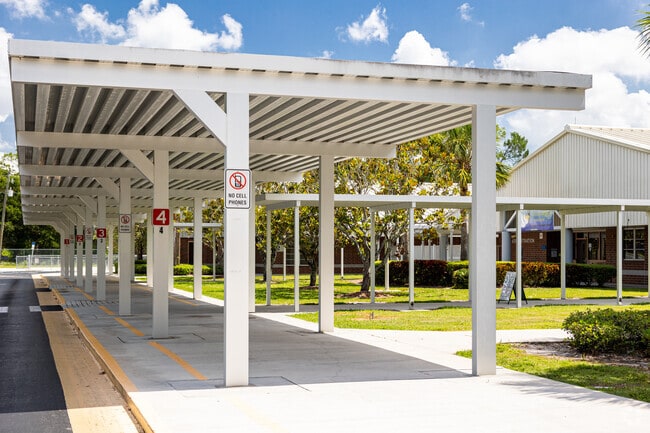 Pelican Marsh Elementary School in Naples features covered pick-up and drop-off areas.