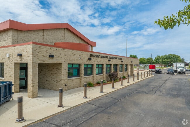 The student drop-off and pick-up at Masonic Heights Middle School in Saint Clair Shores.
