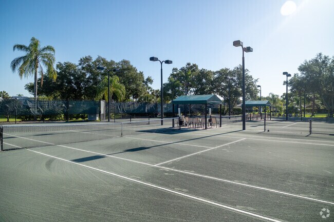 Longshore Lakes has 9 pristine clay tennis courts to support and active tennis loving community.