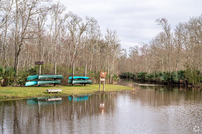 Canoe through the lagoons and ponds of Palmetto Island State Park.