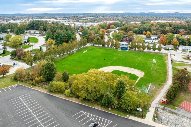 A beautiful green ball field is part of the Clem Lemire Athletic Complex at Manchester Memorial.