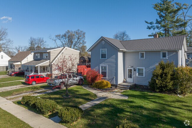 A wide variety of two-story homes line the streets of the Potterville neighborhood.