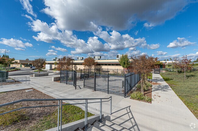 The bike rack at Aerial view of the entire campus at Heights Christian Jr High School in La Mira