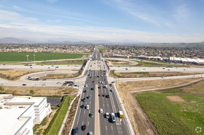 A look down the main road leading to the I-15 Highway in Eastvale.