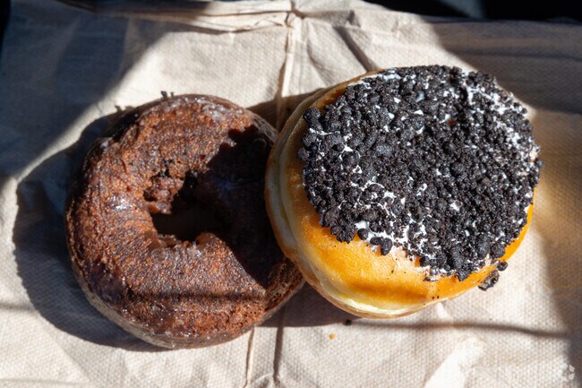 Stop by Daynight Donuts on Highway 99 in Bethel to try the cookies and cream donut.