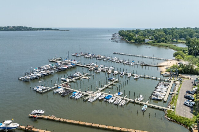 There are so many boats docked on the waters of Cape St. Claire.