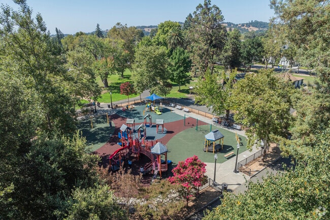 Fuller Park's playground is always active and full of life.
