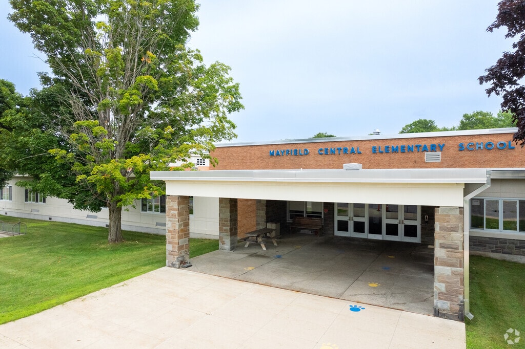 Mayfield Elementary School has a large colorful playground on site that gets kids excited.
