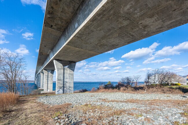The Jamestown Bridge overlooks many of it's residential areas on the horizon.