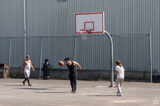 The basketball courts get plenty of use at Public Park Pavilion.