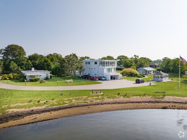Modern waterfront homes overlooking the bay in Oakdale.
