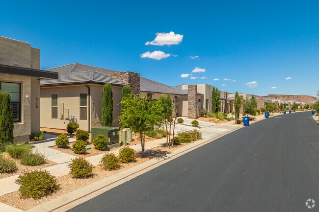 Foliage in Sun River is minimal but thoughtfully places throughout the neighborhood.