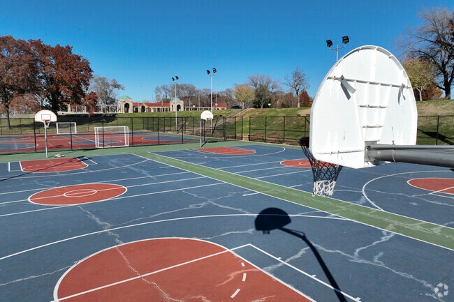 Kessler Park in Scarritt Renaissance features a playground, tennis courts, and trails.
